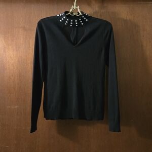 Michael Kors Sweater With Studded Collar And Cutout Neckline